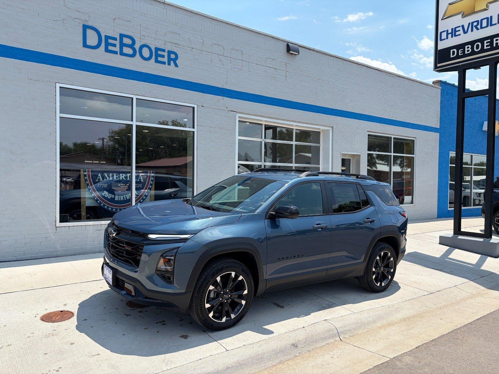 2026 Chevrolet Equinox RS in Lakeshore Blue Metallic — front three-quarter view
