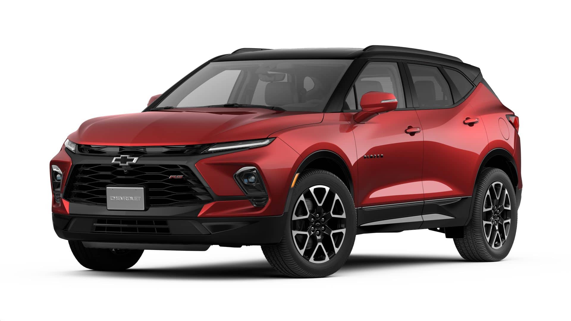 2026 Chevrolet Blazer RS in Radiant Red Tintcoat — front three-quarter view